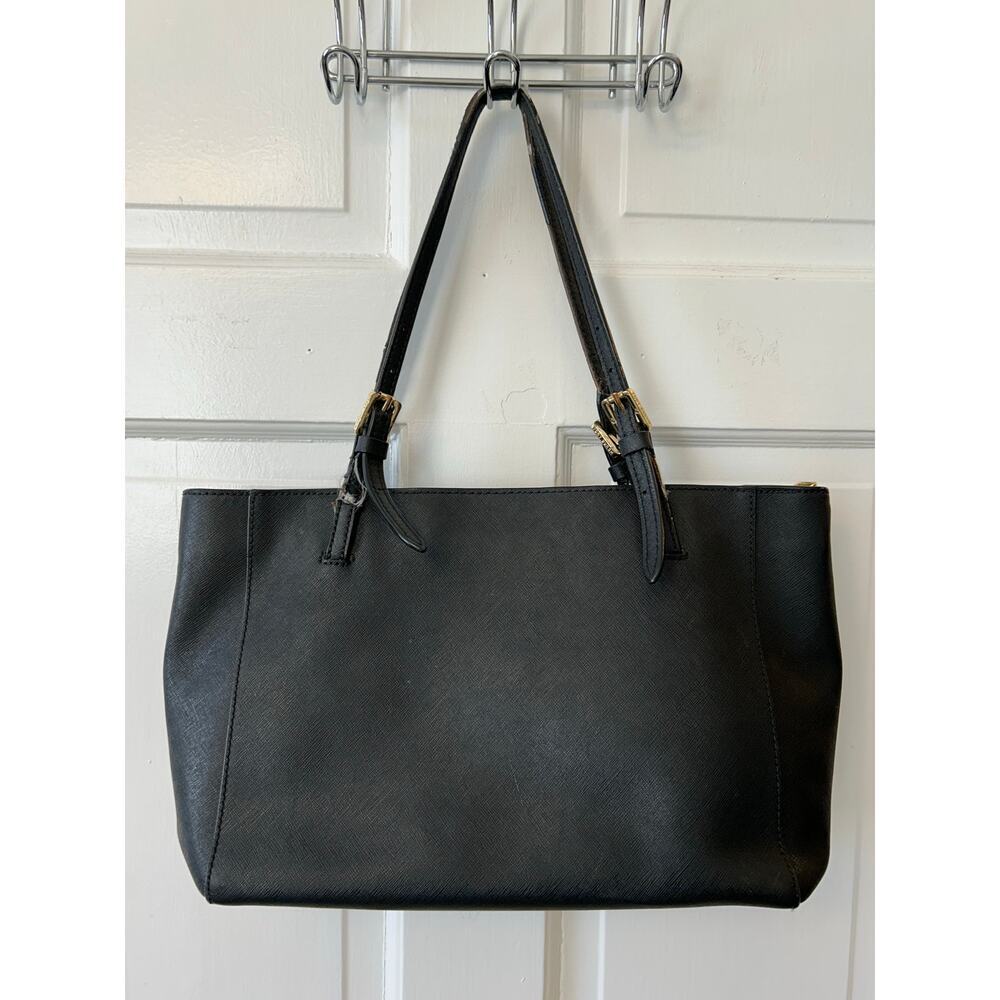 Tory Burch Emerson Black Tote Gold Hardware EUC w FLAWED STRAPS - Picture 2 of 16